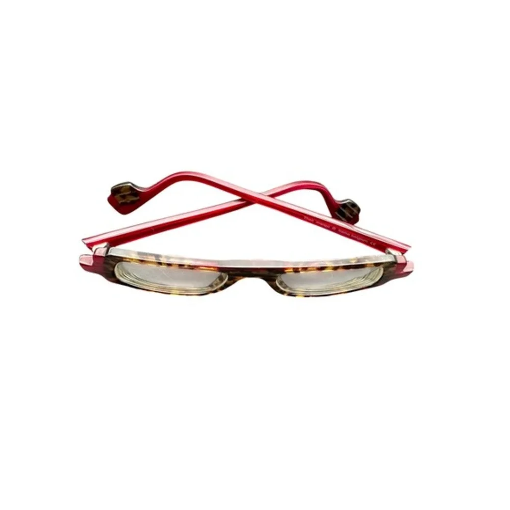 Vintage Theo Mango Eyeglasses Tortoise Pink Architectural Frame Belgium Women KC